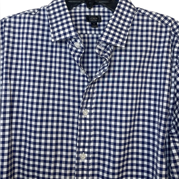 J Crew | NWOT Men’s Ludlow Navy White Gingham Long Sleeve Button Down Size XL - Picture 5 of 9
